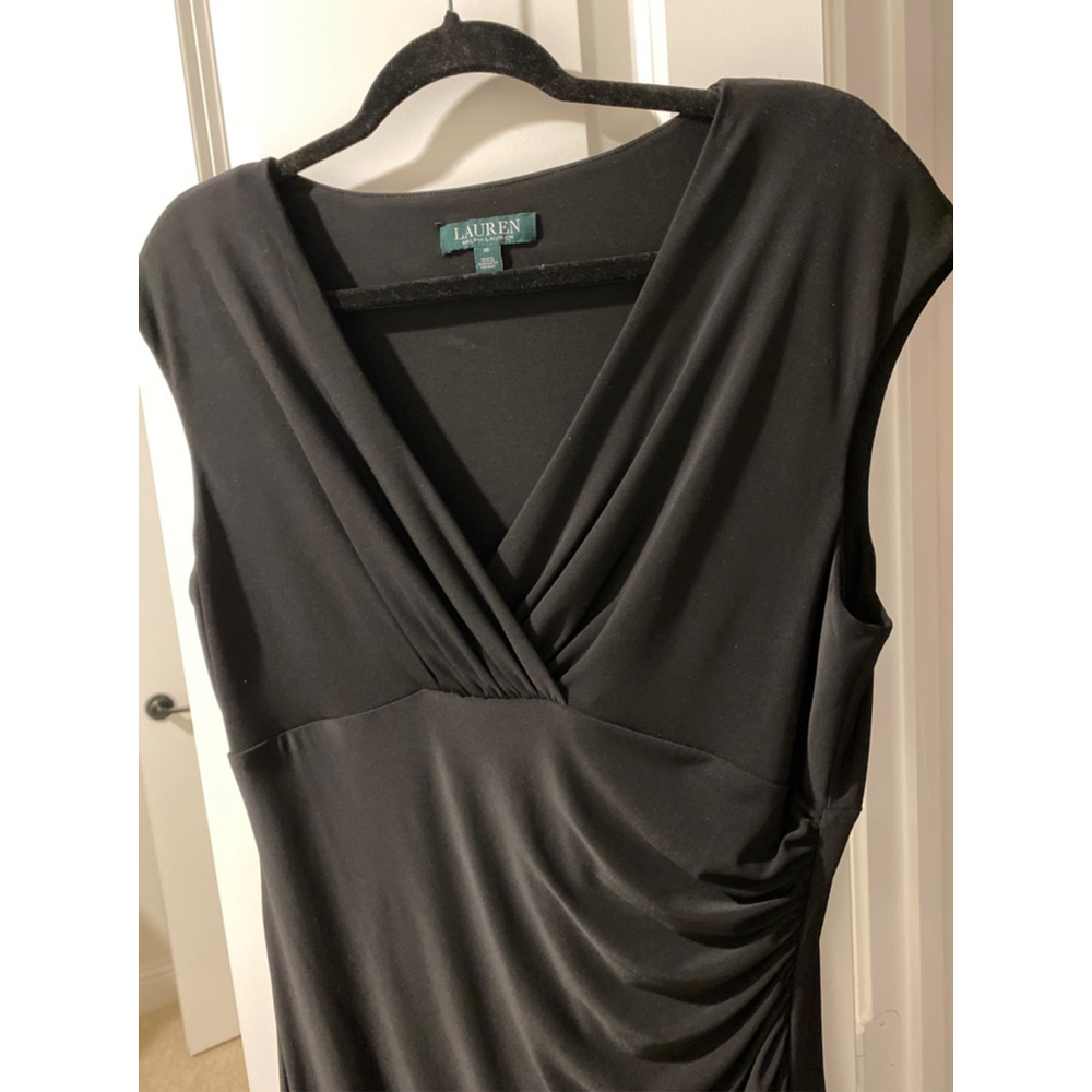 Ralph Lauren Black Surplice Midi Dress - Picture 6 of 7